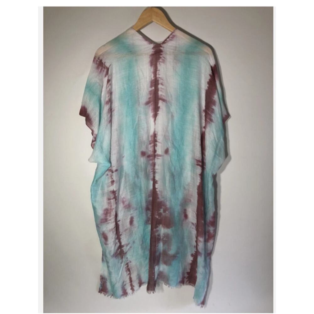 Lulla Collection by Bindya pINK/BLUE KIMONO Tie Die Cover-Up scarf One Size NEW - Picture 2 of 4